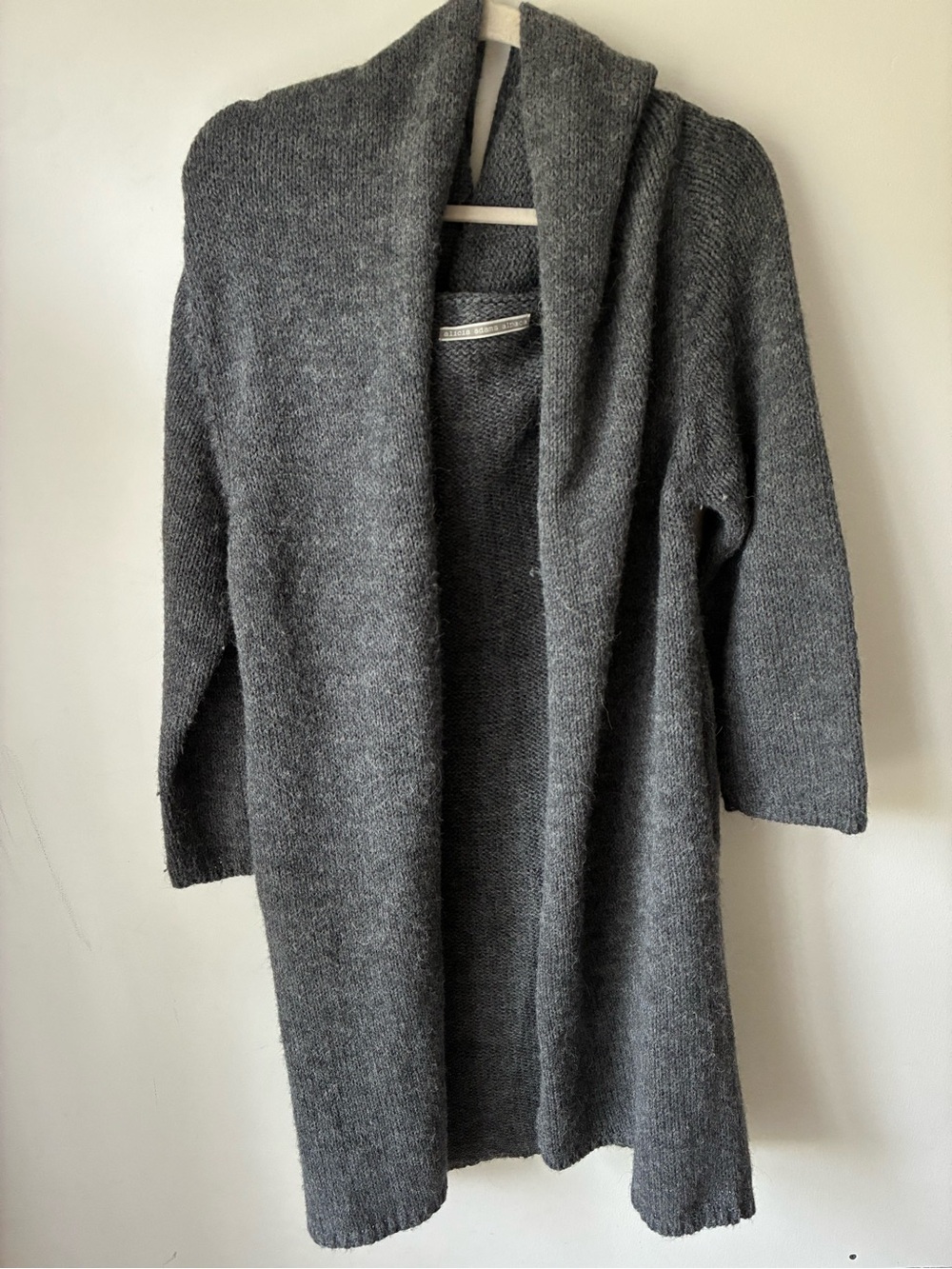 Alicia Adams Alpaca Cardigan Women’s OS Gray Alpaca Long Shawl Collar Sweater